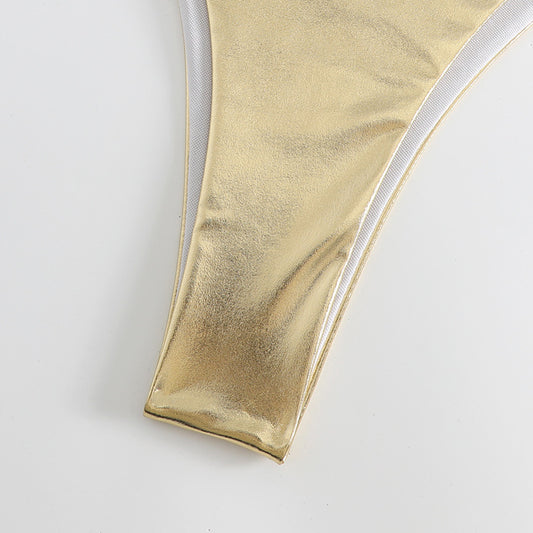 Image 2: Metallic bikini with adjustable lace-up details