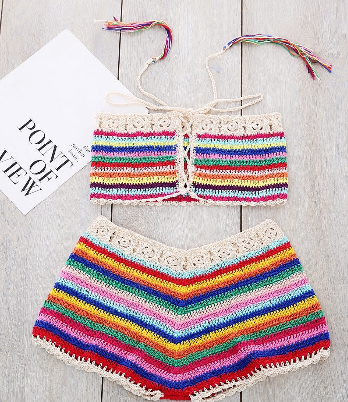  Bohemian crochet bikini set - full view