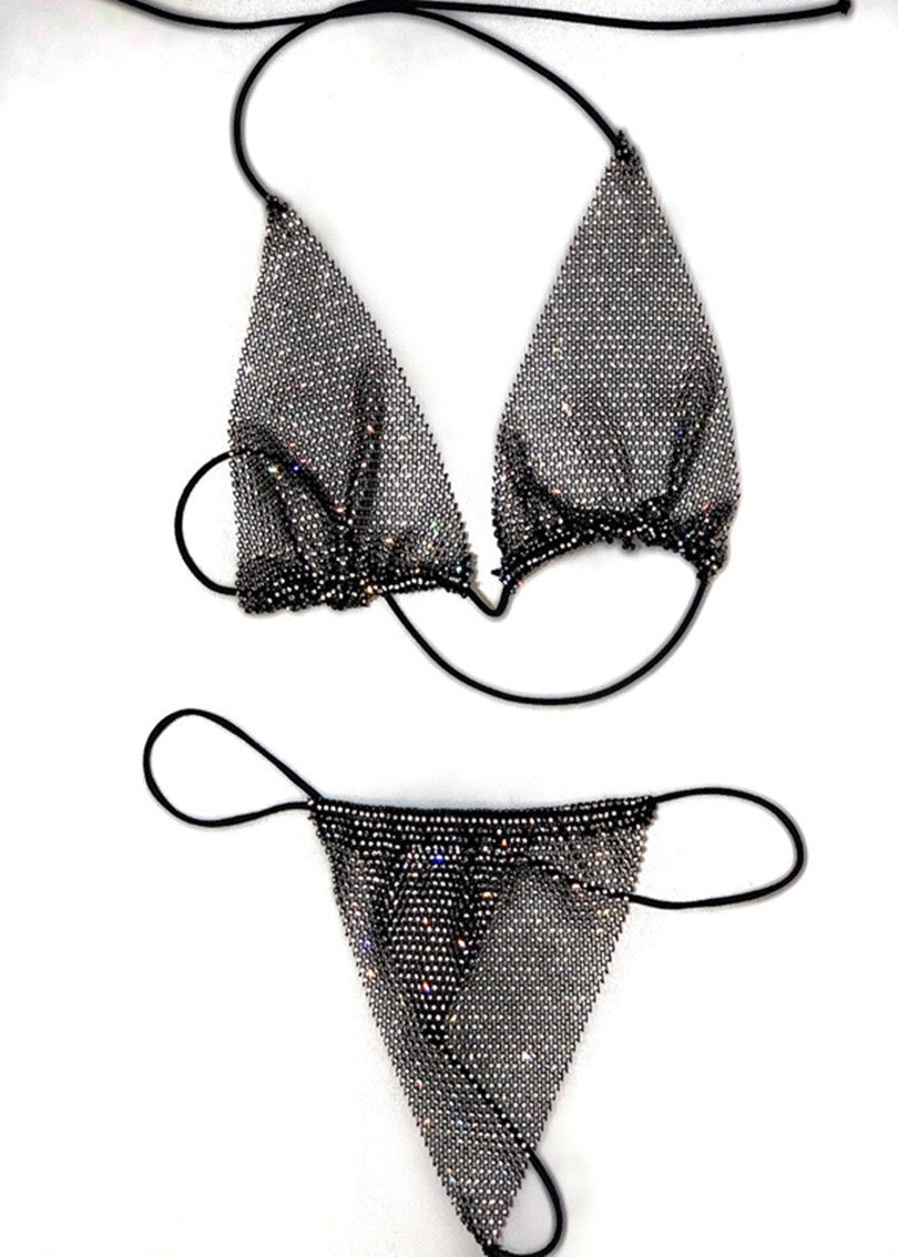 Rhinestone mesh bikini set - Mirage collection luxury swimwear